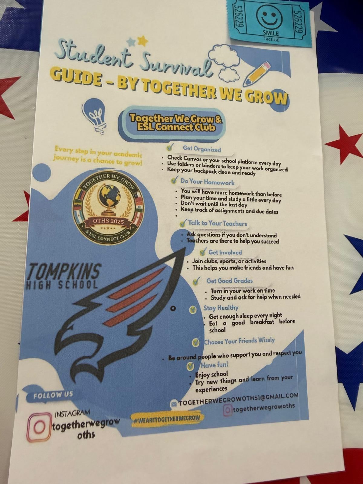 Student Survival Guide flyer created by Together We Grow & ESL Connect
